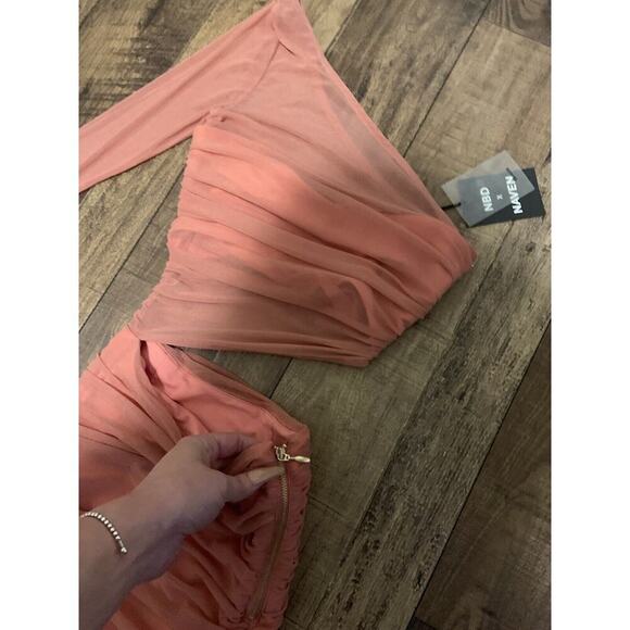 Naven Misty Dress in Pink Mauve NBD X Revolve Xs Nwt 150$ spring formal mesh - Picture 4 of 5